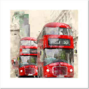 Vintage Double Decker Busses Posters and Art